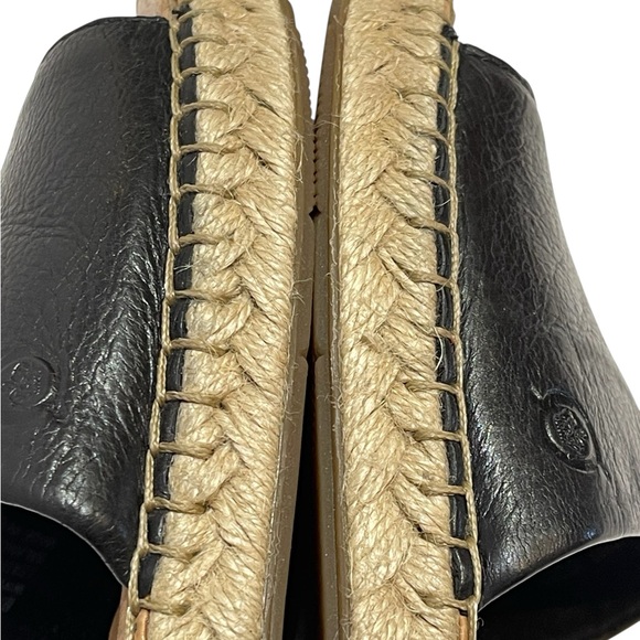 BORN SAN BENITO BLACK LEATHER ESPADRILLE SLIDE SANDALS SZ 7M EUC - Picture 10 of 14